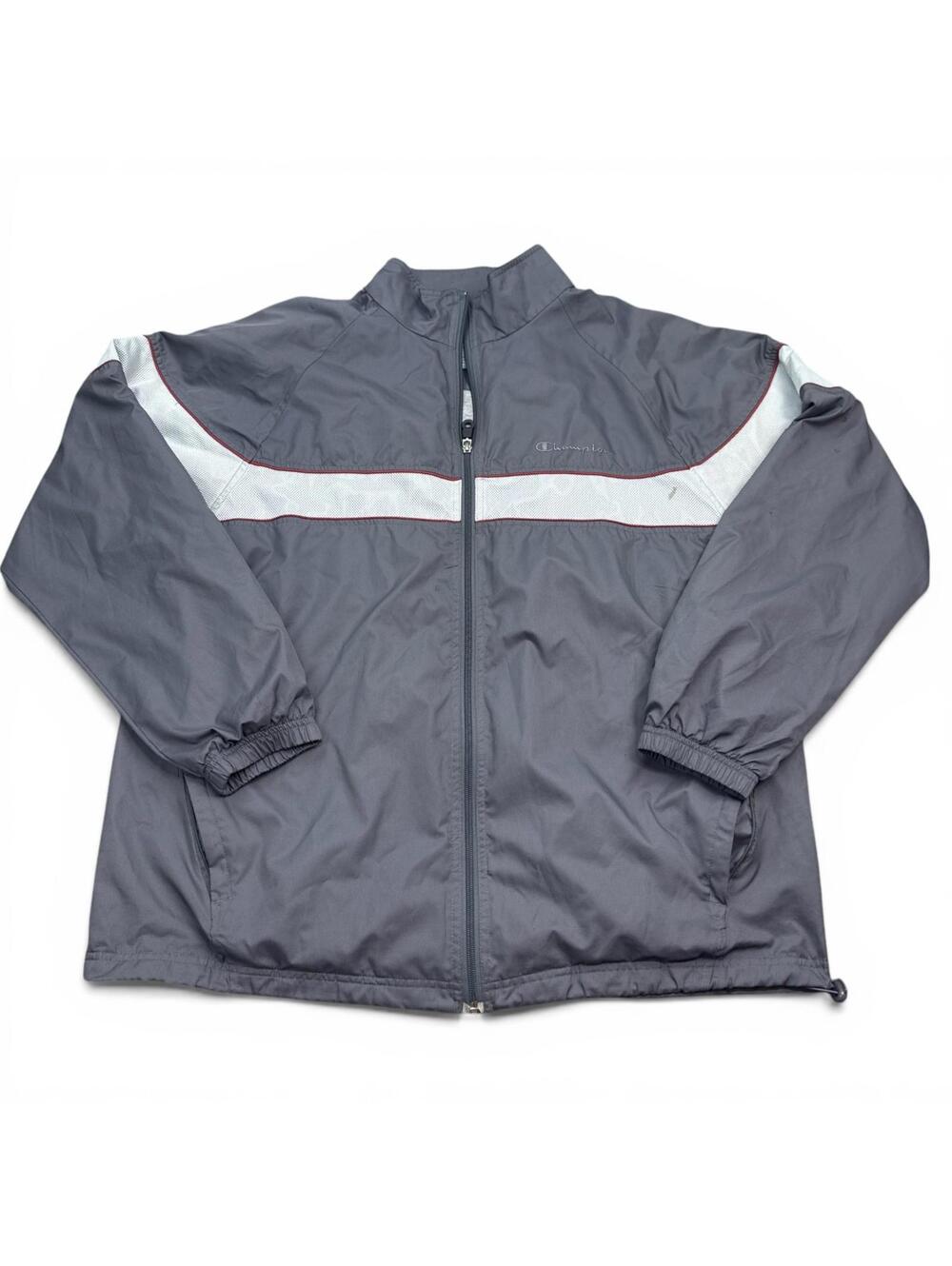 Vintage Y2K Champion Windbreaker Jacket Mens Size XL Gray Full Zip Track